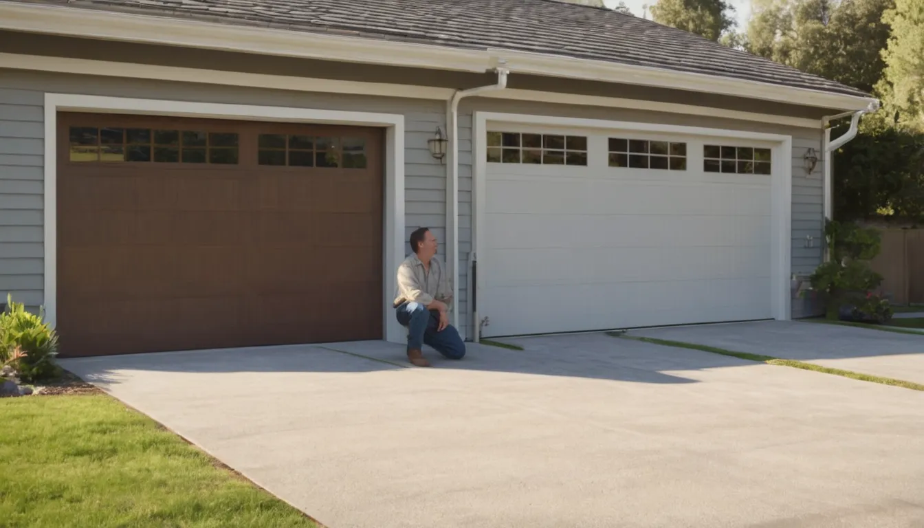 Local garage door provider inspecting the track and springs of a home garage door in Channahon